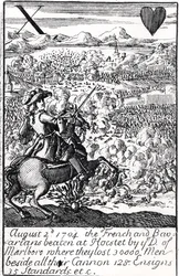 Le Duc de Marlborough défait les Français et les Bavarois à la bataille de Blenheim, 2 août 1704, carte à jouer anglaise
